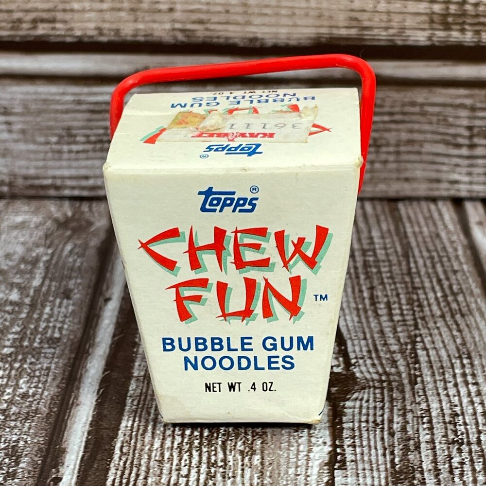 Vintage 1985 Topps CHEW FUN Bubble Gum Container Mini Chinese Take Out Candy Box